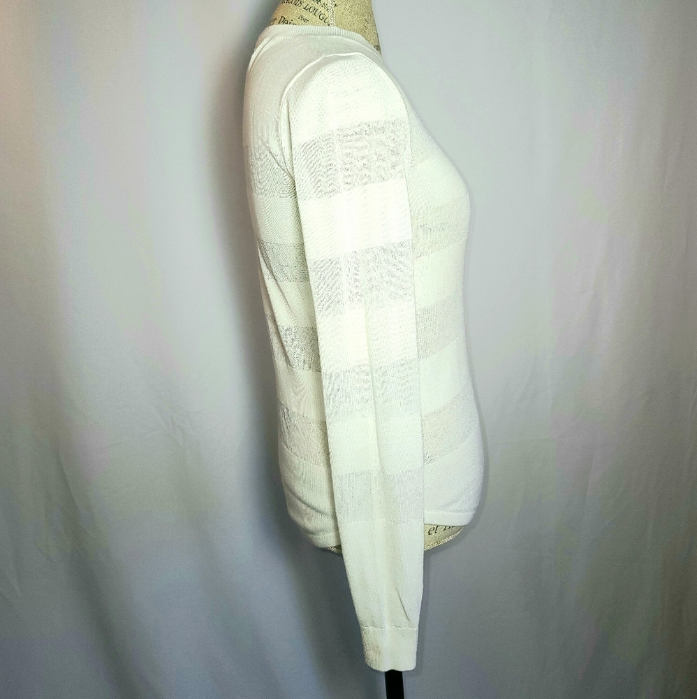 Michael Kors Sheer Stripe Crewneck Longsleeve XS - Picture 2 of 8